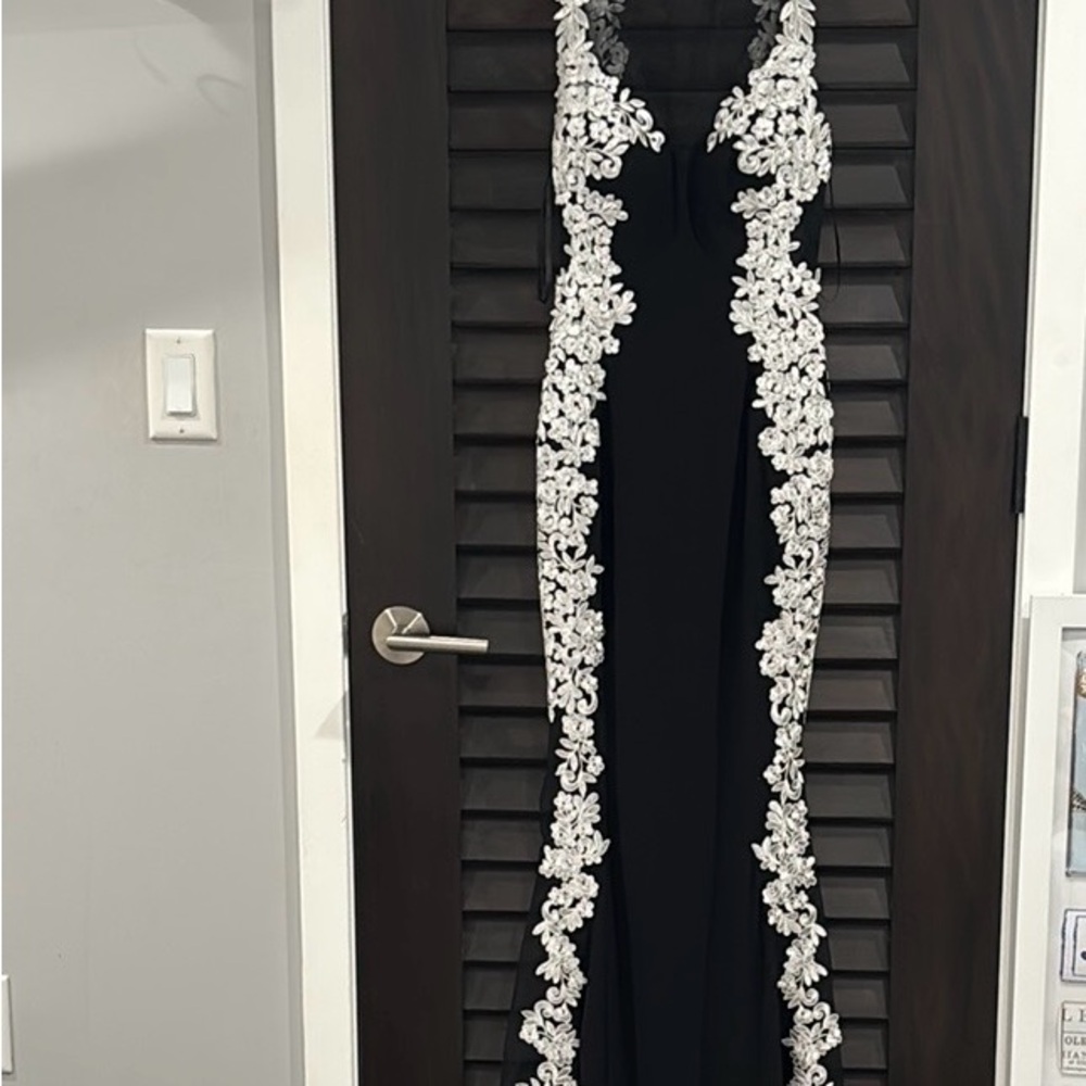 Betsy & Adam Black and White Floral Maxi Dress